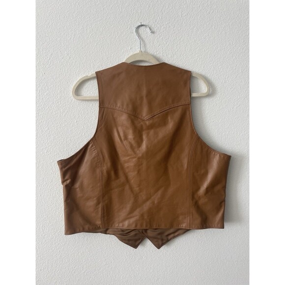 Pioneer Wear Genuine Leather Vest Size 44 Sadl Western Vintage Cowboy 80s VTG - Picture 3 of 7
